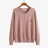 Plus Size Women's Bear Embroidery Knit Cardigan - Autumn/Winter 2026 Round Neck Thick Sweater Coat (220 Jin)