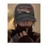 American retro distressed washed ripped denim wide-brimmed fashion casual versatile black printed hat