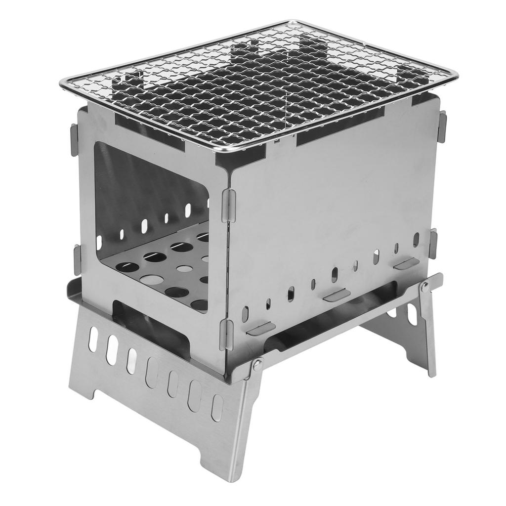 Faltbarer Tragbarer Rucksackkocher Edelstahl Winddichter Holzkocher für Outdoor Jagd Wandern Camping