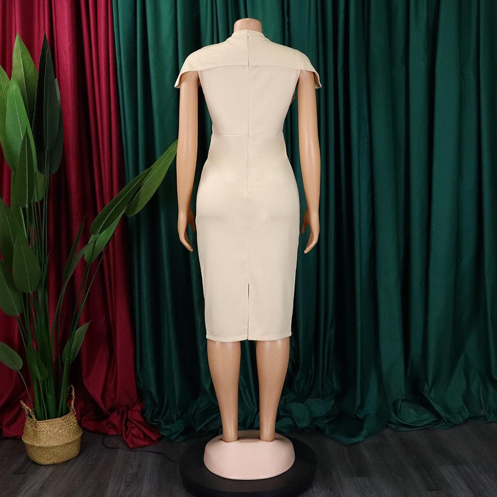 YYFS Dámská móda Léto Jaro Jednobarevný potisk Neformální šaty s krátkým rukávem do O-výstřihu a vysokým pasem