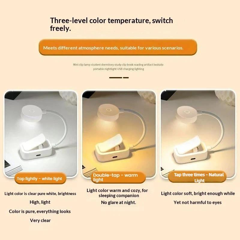 Clip On LED Reading Lamp USB Rechargeable Foldable Eye Friendly Book Light for Backcountry Camping Night Use
