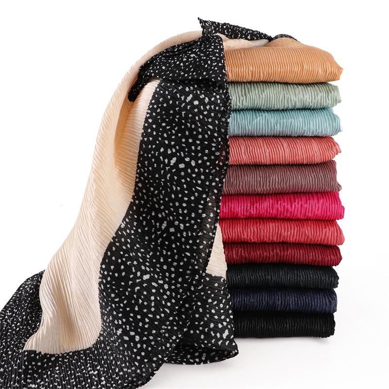 80*180cm Women Plain Solid Wrinkle Hijab Scarf Lady High Quality Wraps Shawls Muslim Headband Islamic Scarves Ramadan