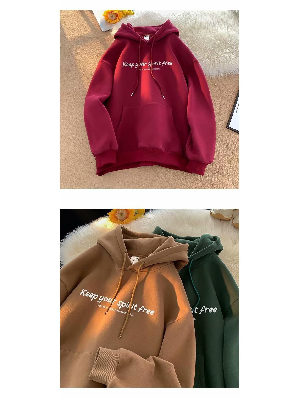 

Мужская толстовка с капюшоном на флисовой подкладке - Осень/Зима 2023, Подростковый свободный крой, Куртка большого размера 4XL вино красного