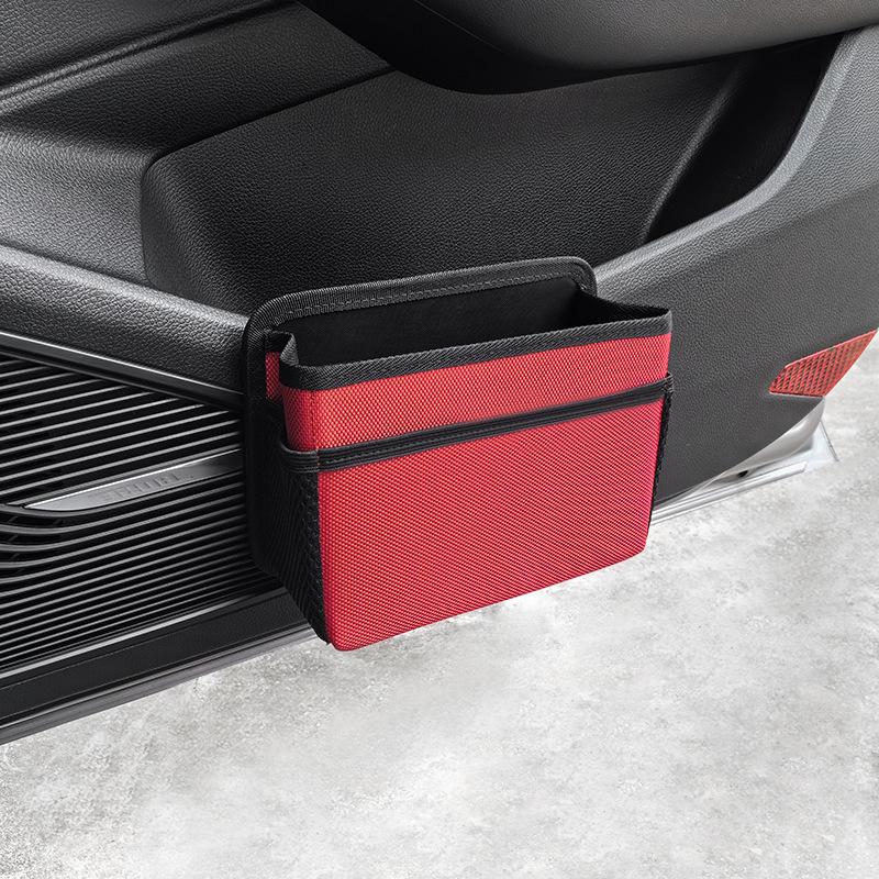 Car Side Door Foldable Trash Can PU Leather Multifunction Storage Box Car Organizer Seatback Hanging Storage Bag Trash Bin