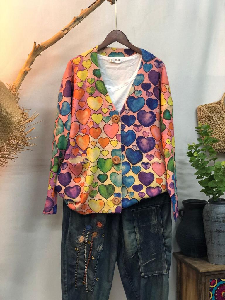 Factory new autumn and winter cute printed imitation mink velvet jacket women's Korean version loose lazy sweater