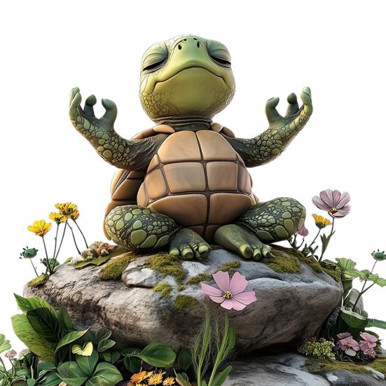Yoga Turtle Garden Stake, 2D Flat Acrylic Sitting Zen Turtle Decoration, Sit in Meditation Turtle Yard Art Stake for Planter Lawn Plant Pot
