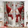 2pcs  2D Plane Printing Curtains Cute Snowmen Winter Christmas Scene (3) Versatile Fabric (without Rod) Decorations Outdoor