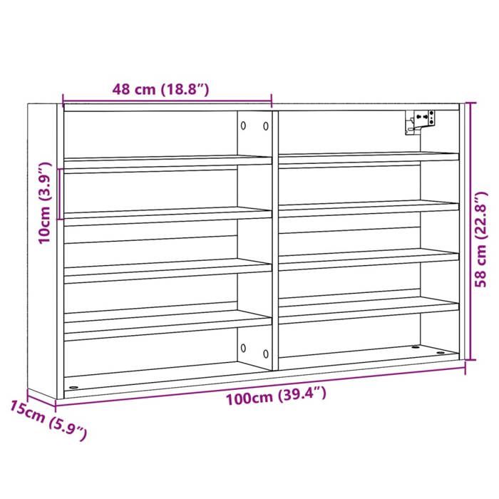 VidaXL Black Display Cabinet 100x15x58 Cm Engineered Wood, Wall Cabinet, Wall Storage Cabinet, Cabinet 847927