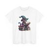Unisex Adult T Shirt Colorful Cat Wizard Reading Books Magical Pet Lover Gift