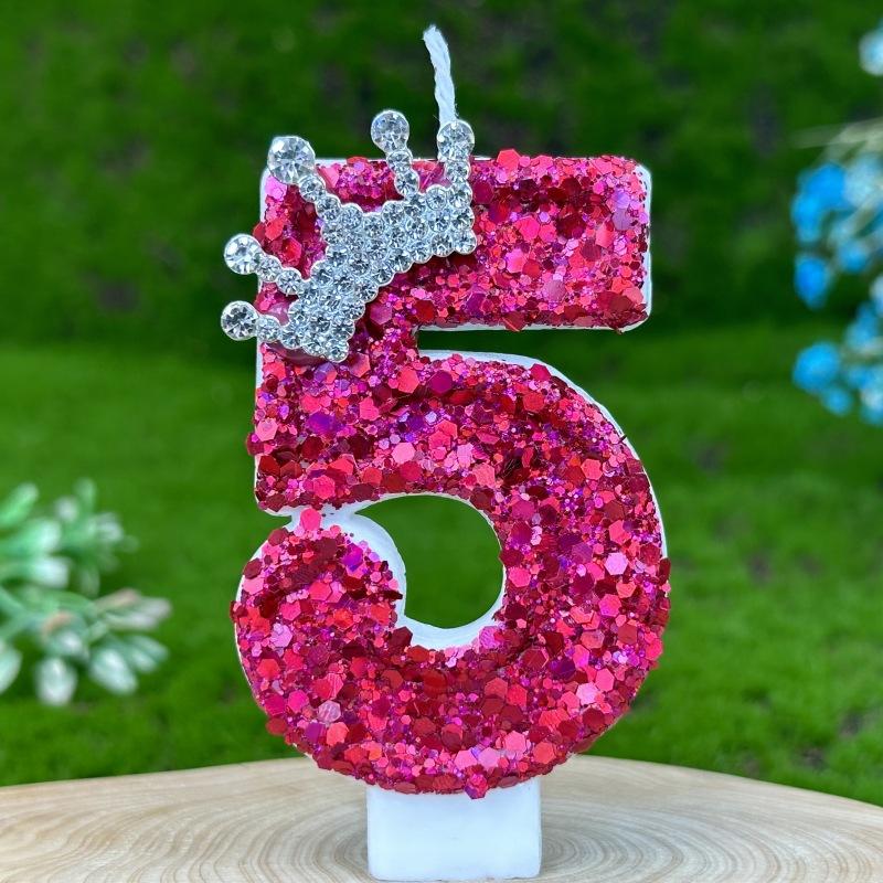Pink Children's Birthday Number Candles Girl And Holders Surprises Candle Sparkles Cake Decoration Funny Lighting Lamps Candles