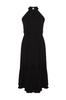Women's Style Plus Size Black Halter Neck Woven Dress