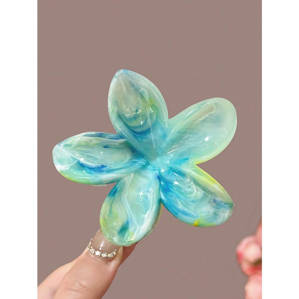 5pcs Women's Ombre Flower Hair Clips 8cm Plastic Hairpins, Elegant Bun Ponytail Accessories for Daily Party Vacation, Cute Hair Clamps