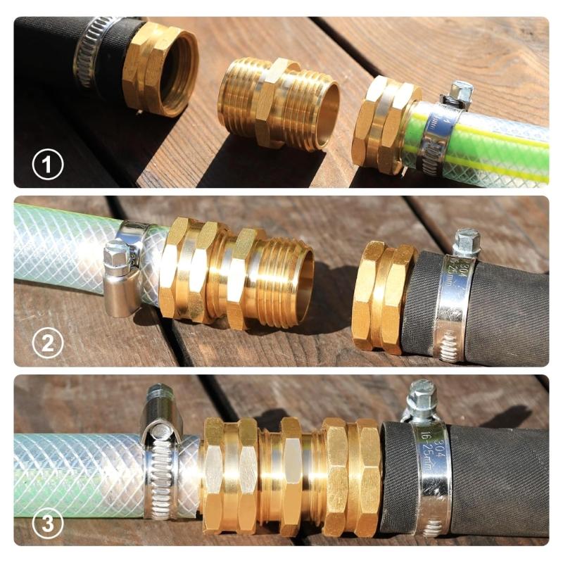 2Pcs 3/4inch Brass Hexagonal Head Adapter Male/Female Thread Garden Watering Fitting Pipe Extender Coupler Enduring