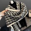 Thickened shawl women's outer cover abstract geometric imitation cashmere shawl scarf dual-purpose winter warm women's scarf double-sided