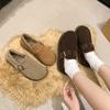 Retro women's winter velvet warm cotton shoes women's ugly and cute one-pedal flat-soled loafers women's shoes