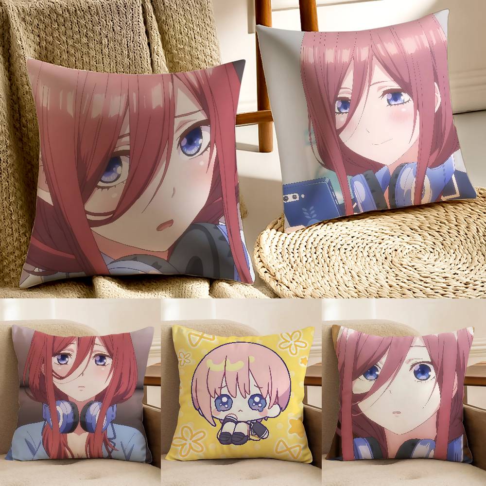 M-Miku Nakano Pillow Case Anti-dustmite Pillowcase Invisible zipper silky Sofa cushion cover