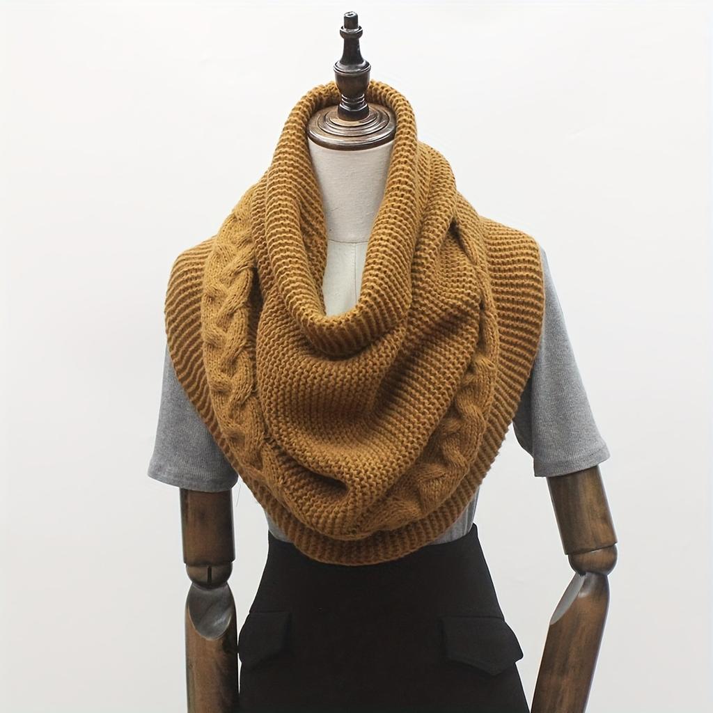 Women'S Elegant Loose-Fit Cable- Sweater Scarf - Soft Warm Winter Shawl, Solid Color Versatile Neck Wrap for Casual Outings