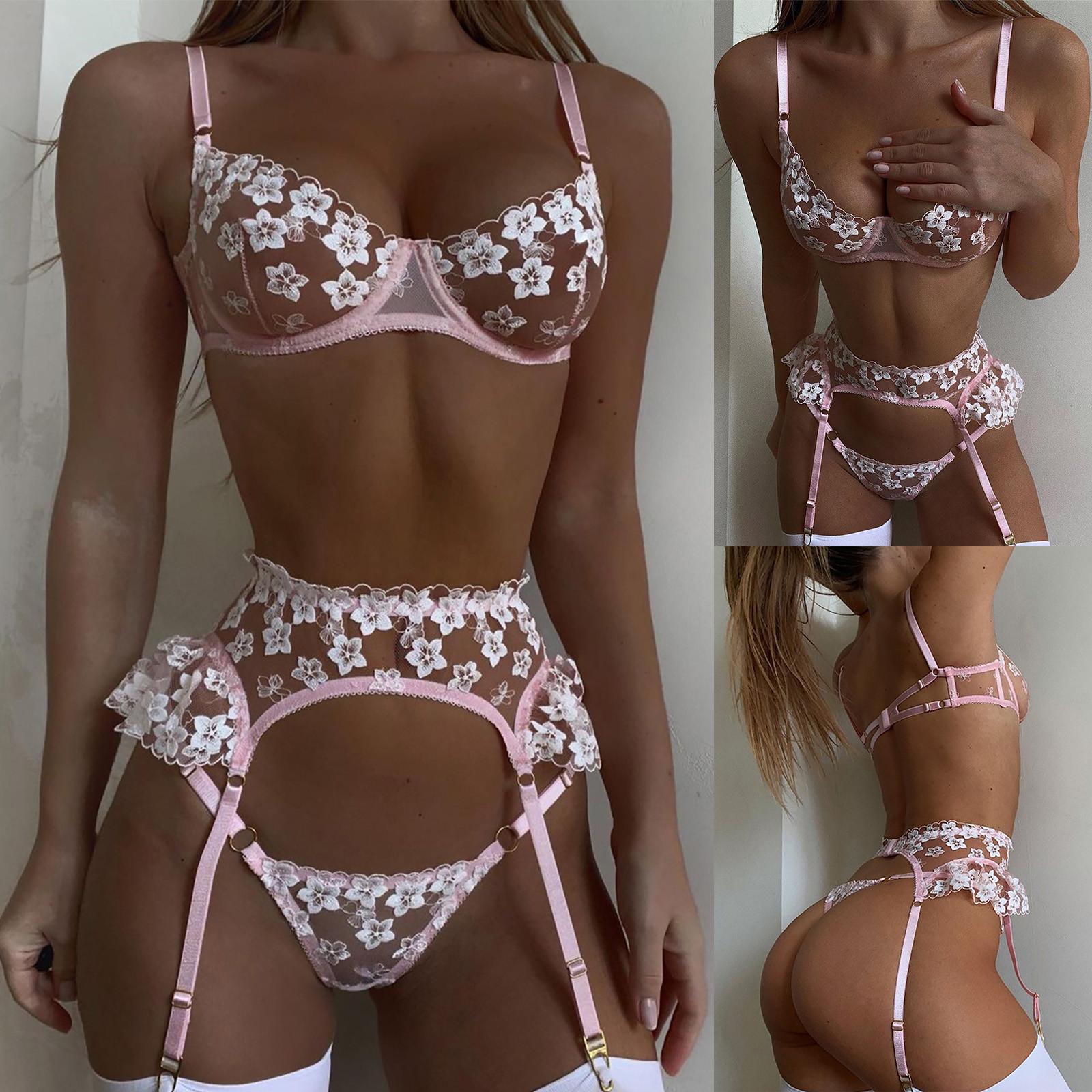 

Изысканные сетки сетки белье Bra Garter Briefs Установить Babydoll Cut-Out Sleepwear