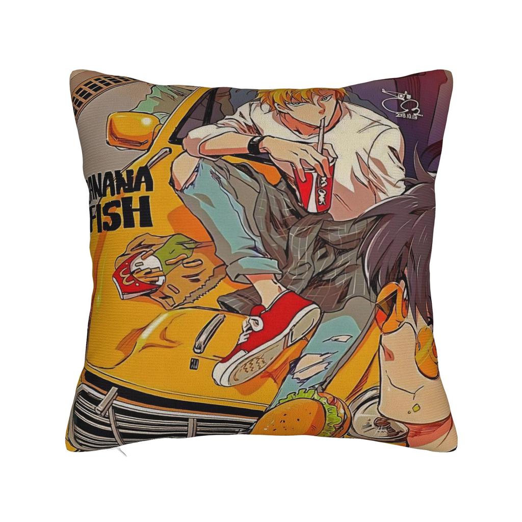 Dekoracyjne Poszewki na Poduszki Banana Fish Akcesoria Anime Poszewka na Poduszkę do Łóżka Pokrowiec na Poduszkę z Zamkiem Błyskawicznym Wielorazowego Użytku