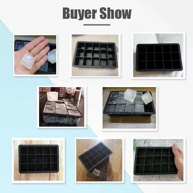 New 15 Grid Silicone Ice Cube Mold Big Tray Mold Ice Cube Maker Non-toxic Durable Bar Pub Wine Ice Blocks Maker