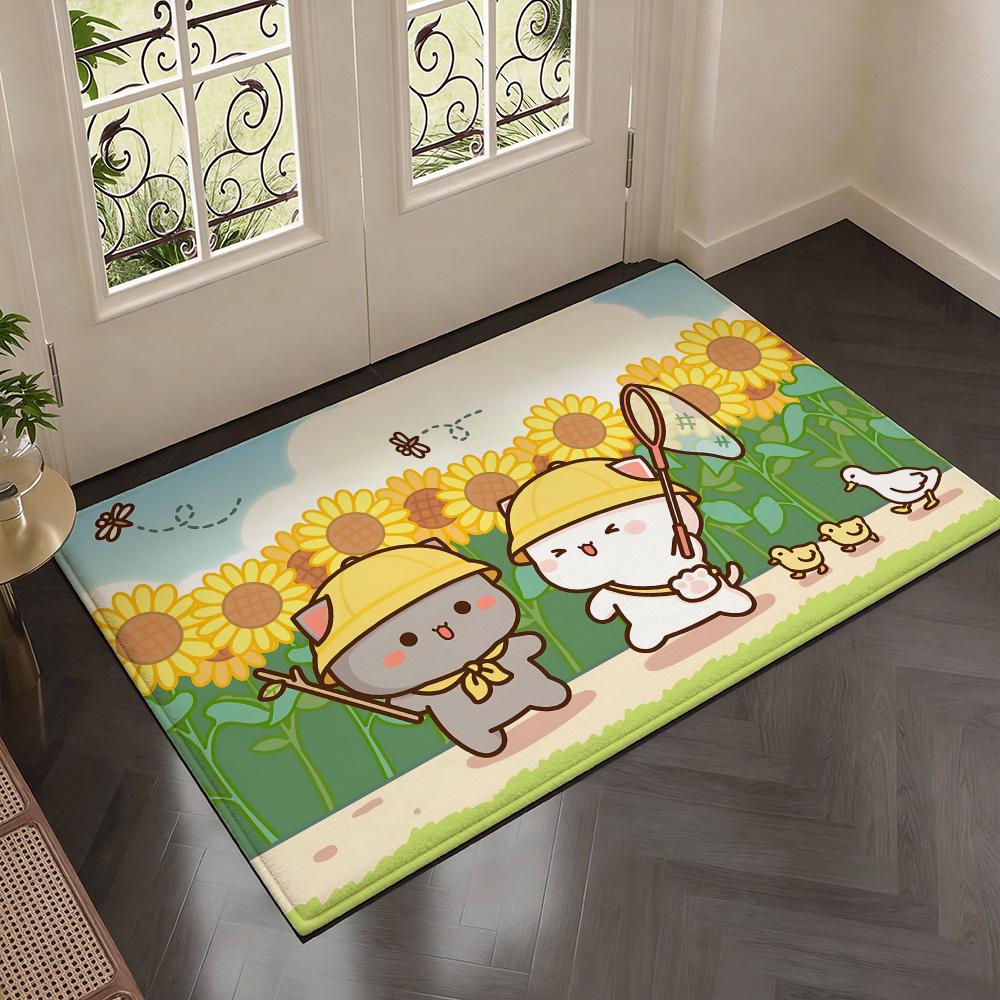 Lovely Cute Character B-BUBU DUDUs Floor Mat Soft Thickened Flannel Door Mat Non-Slip Living Room Rug Home Decor