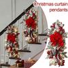 Christmas Swags Staircase Decor Trees Garland for Stairs Christmas Garland with Lights with Red Bows Stairway Swag Door Decor