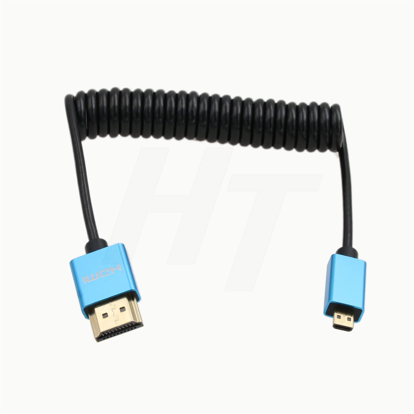 

HangTon Micro HDMI to Type A D HDMI 30cm Coiled HDMI 4K 8K Ultra HD Cable for Sony A6500 Canon EOS M R5 R7 GH4 Z50 Cameras and Atomos Ninja V Monitors