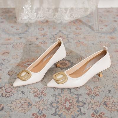 Pointed Stiletto High Heels Commuting Temperament Light Mouth Metal Buckle New Fashion Single Shoes Women