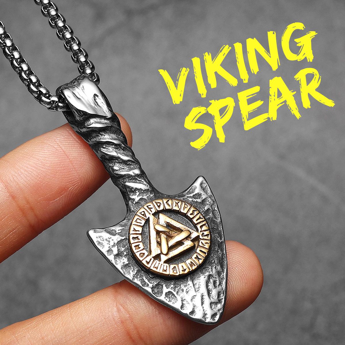 

Viking Rune Spearhead Odin Men Necklaces Stainless Steel Pendant Chain Women Punk Fashion Jewelry Accessories Gifts