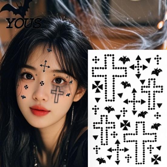 Long Lasting Face Body Stickers Halloween Scar Gem Stickers, Rhinestone Wound Art Dark Style Aesthetic Decals, Waterproof Self Adhesive Temporary