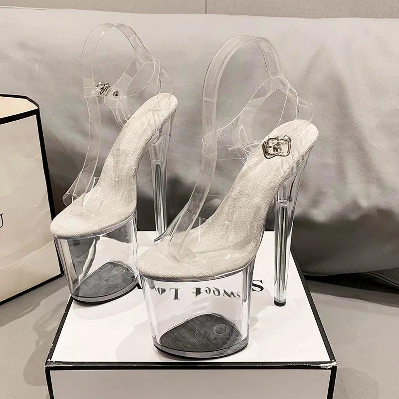 Fashion Crystal Show Stripper Heels Clear Shoes Women 2025 Platforms High Heels Sandals Female Transparent Sexy Wedding Shoes Slipper