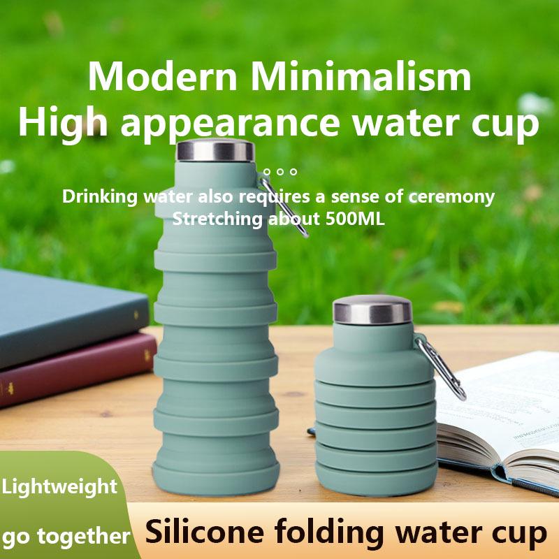 Silicone Folding Water Cup 500ml - Large Capacity Sports Outdoor Kettle