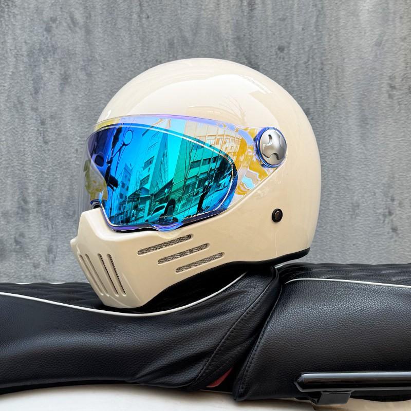 DOT ECE Certified Full Face Motorcycle Helmet Men Women Cruiser Bike ABS Shell With Bluetooth Slot Dual Lens