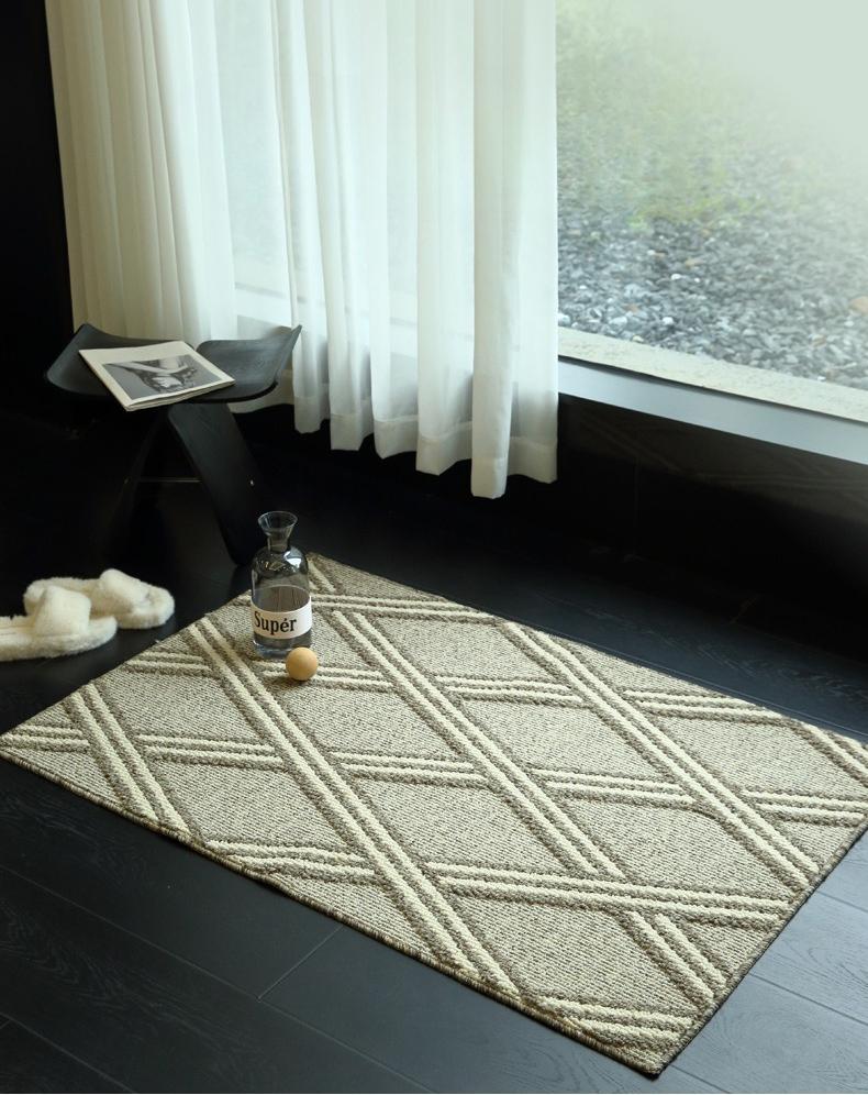 Double Layer Loop Pile Entryway Rug Non Slip Door Mat Dust Trapping Indoor Doormat Washable Modern Home Decor