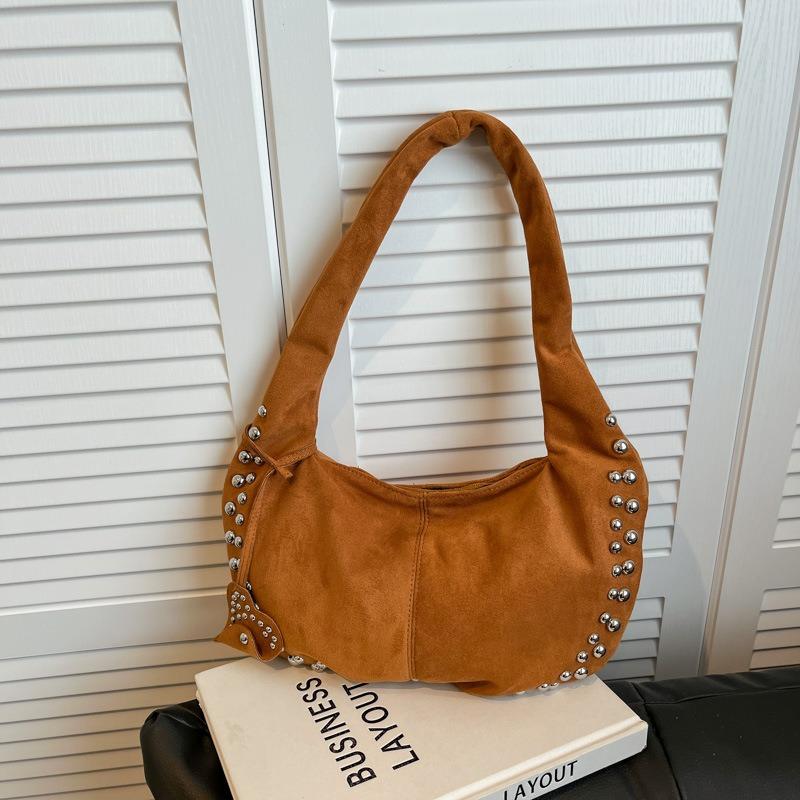 

Suede bag women s summer popular dumpling bag shoulder bag large capacity tote bag commuter bag коричневий