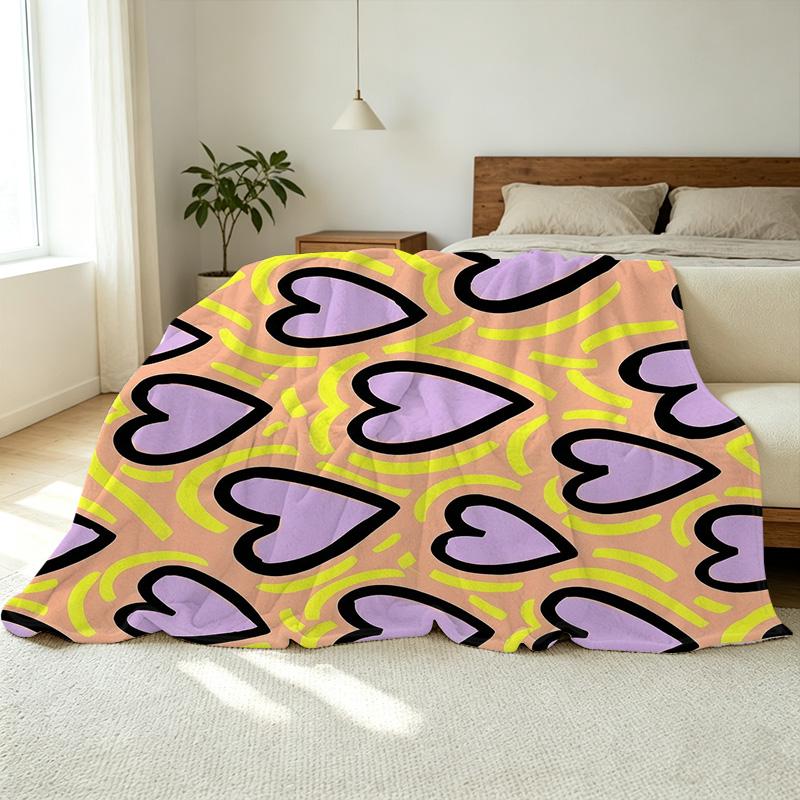 Heart Series Flannel Throw Blanket Soft Warm Plush, Machine Washable, Cozy for Home, Sofa Naps, Office Breaks, Ideal Valentine’s Gift
