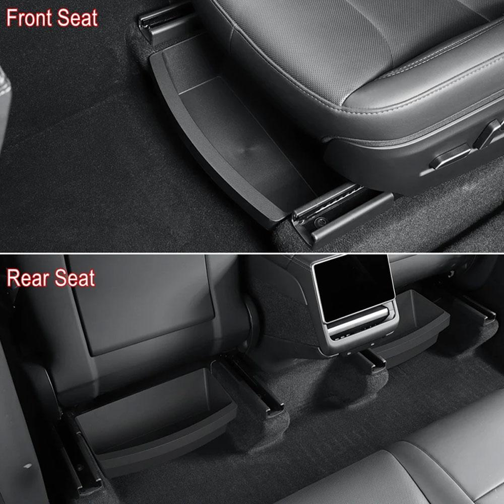 1pc Car TPE Underseat Drawer Organizer Under Seat Storage Box Seat Tray Trash Can for Tesla New Model Y 2025 Juniper Launch