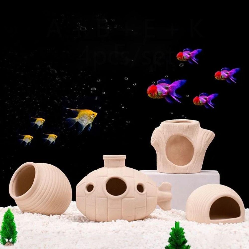 Ceramic Aquarium Shrimp Hideaway Decorative Mushroom Fish Spawning Cave Miniature Decoration