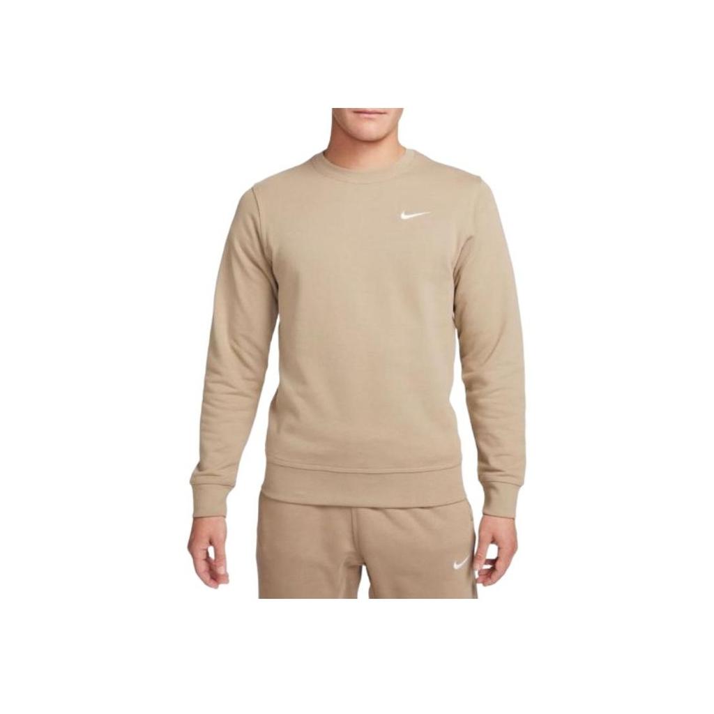 Nike Logo Print Crew Neck Long Sleeve T-Shirt Men Tops Beige 637903-247