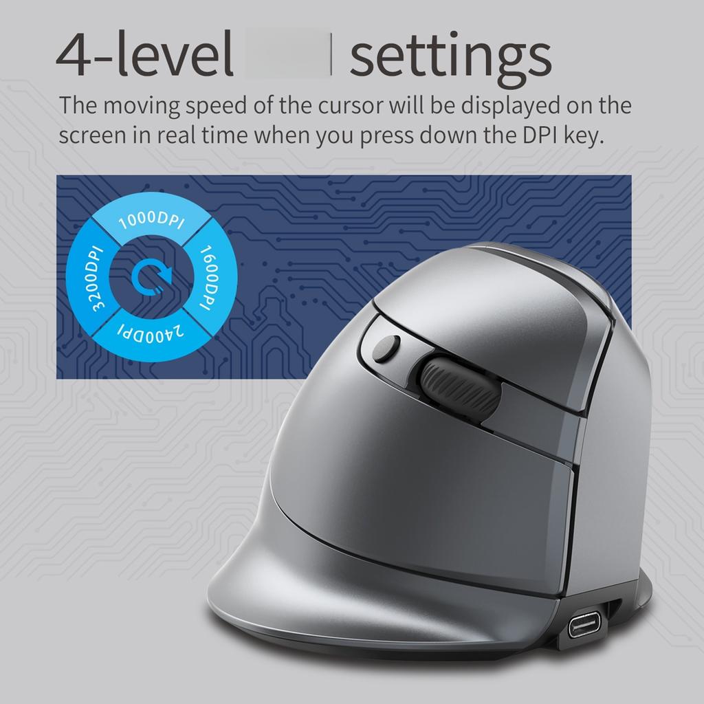 Display screen mouse ZELOTES F-26C Rechargeable display -mode wireless mouse with silent 2.4GHz BT gray mouse Mute the mouse