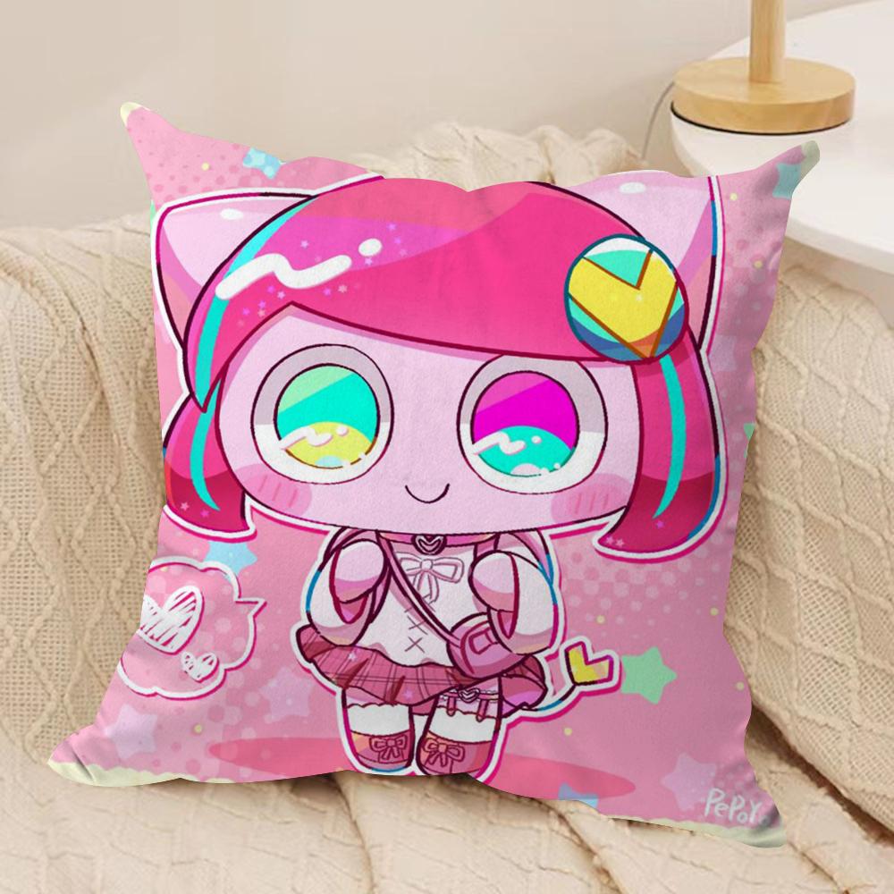 Cartoon P-PepoyoS Cushion Cover Silky Short Plush Double-Sided Printed Pillow Case for Sofa All Seasons Home Decor Gift