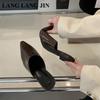 Designer 2025 Spring Pointed Toe Women Mule Slippers Female  Slip On Shoes Ladies Casual Loafers Flats Heel Slides Sandals Mujer