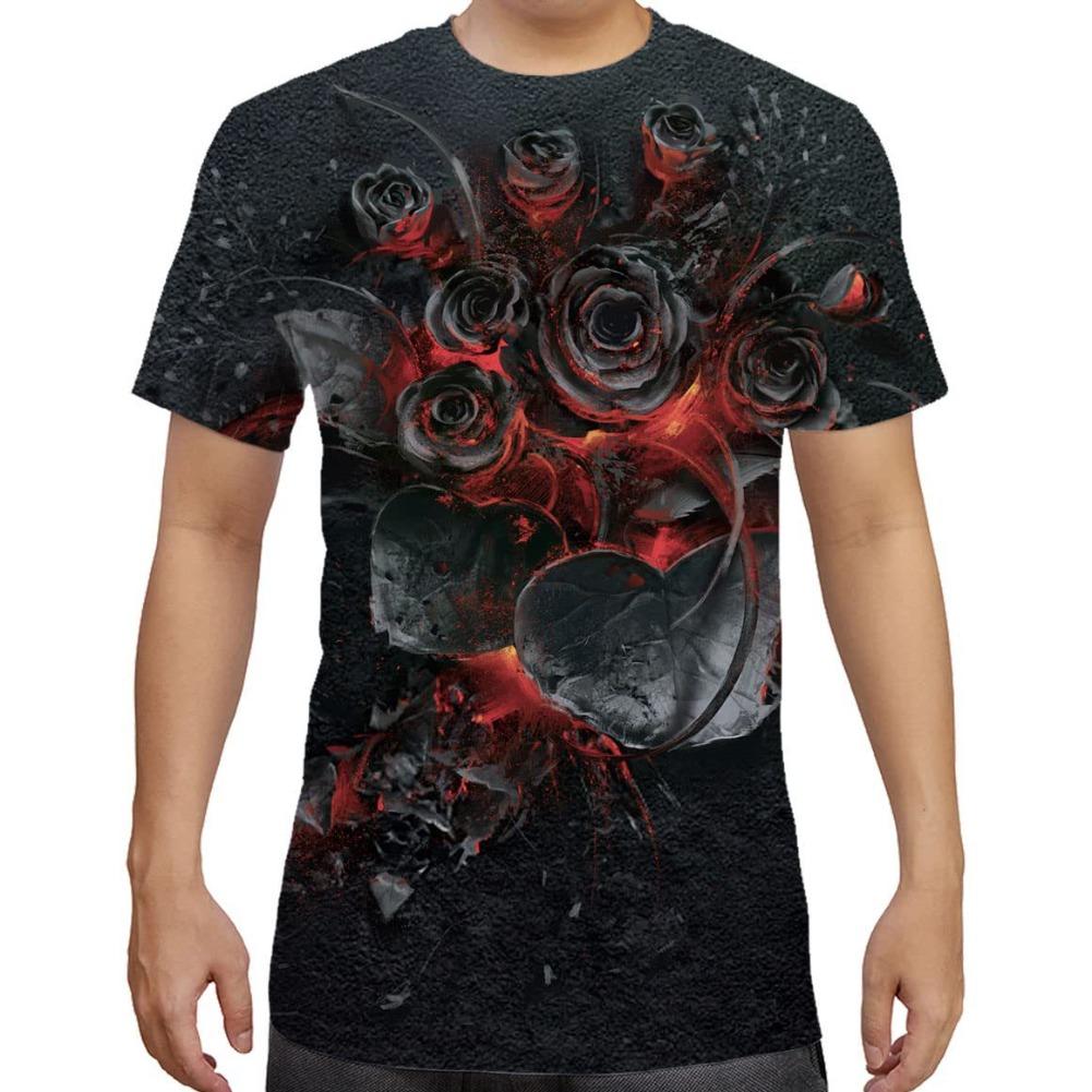 Summer Round Neck 3D Skull Print Top Fashionable Casual Short Sleeved Men's T-shirts