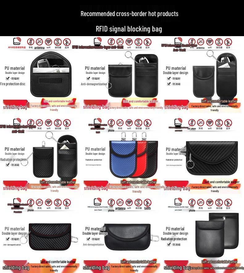 Carbon Fiber RFID Shielding Key Holder - Anti-Theft Signal Blocking Pouch