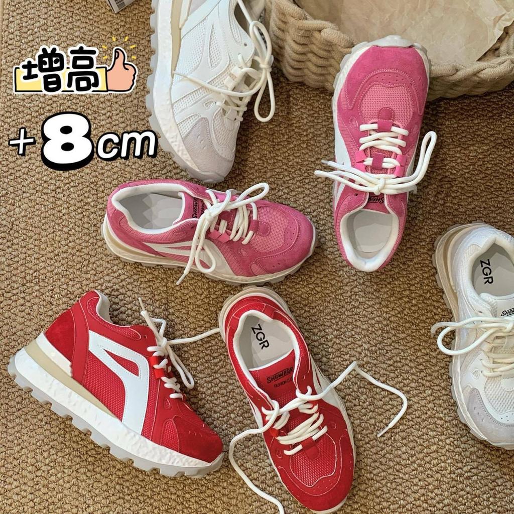 Thick-soled heightening 8CM dad shoes women's 2025 summer new breathable mesh casual sports shoes versatile muffin shoes