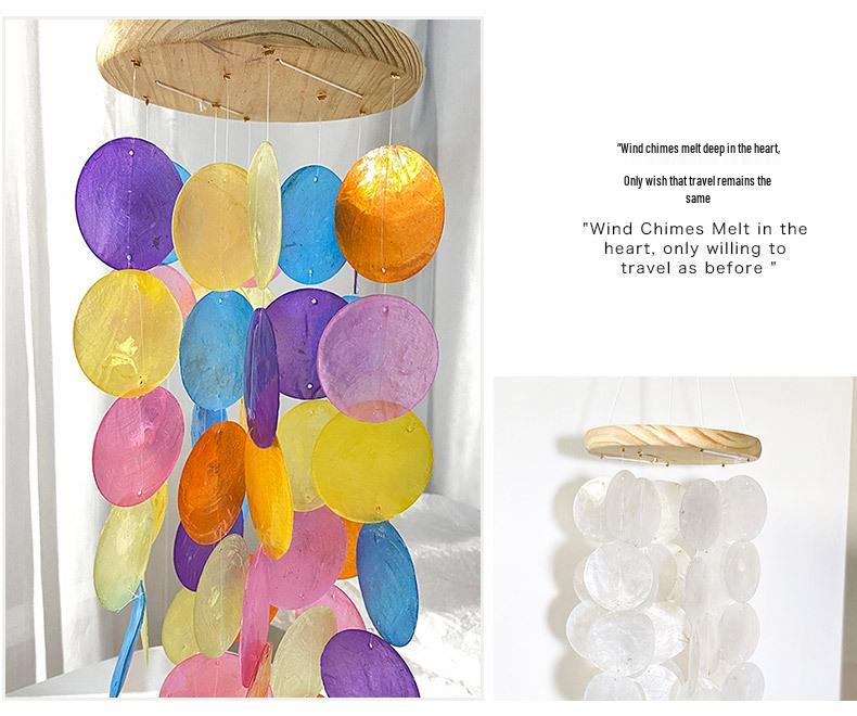 Creative Seashell Wind Chime Mirror – Simple Pastoral Style for Living Room, Study, or Balcony Decor.