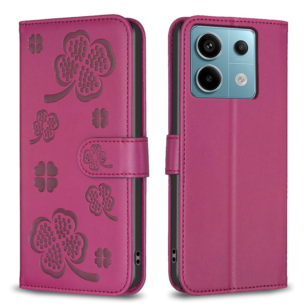 Dla Xiaomi Redmi Note 13 Pro 5G/Poco X6 5G Skórzane Etui Wzór Koniczynki Ochronne Etui Pokrowiec na Telefon