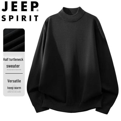 Jeep Spirit Men's Loose Fit Mock Neck Pullover Sweater