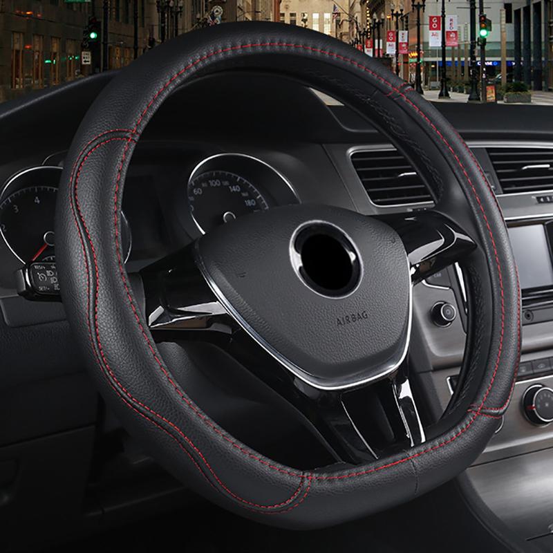 D Shape Car Steering Wheel Cover Wrap Fit For VW Sharan Passat Caddy Touran Tiguan 2015-On Teramont Atlas T-Roc T-cross 2017-On