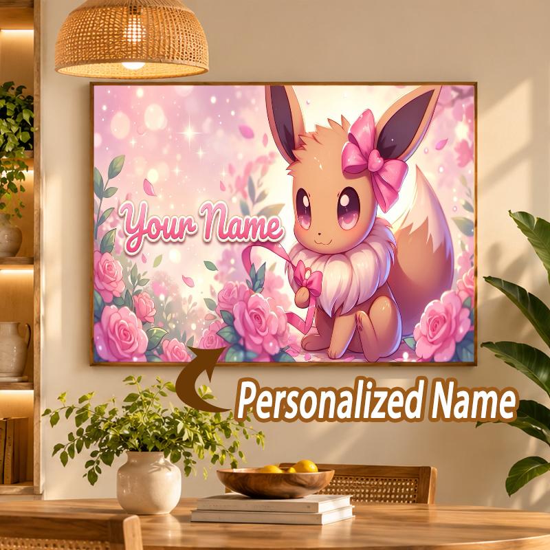 Eevee Custom Name Diamond Painting Personalized 5D Full Drill DIY Diamond Art Home Decor